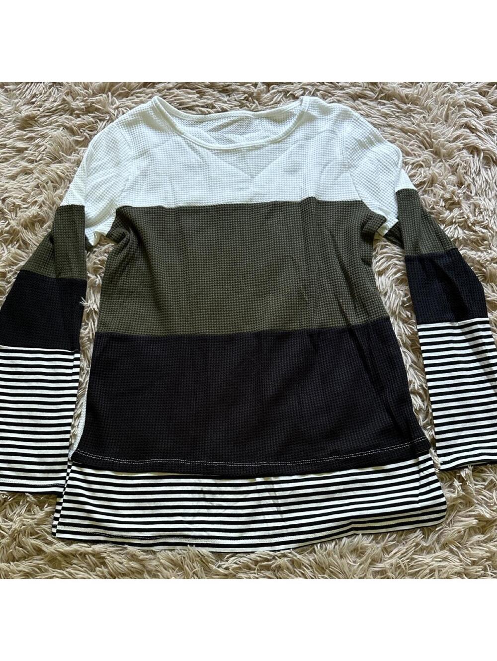 Women's Long Sleeve Color Block and Striped Shirt Size Small